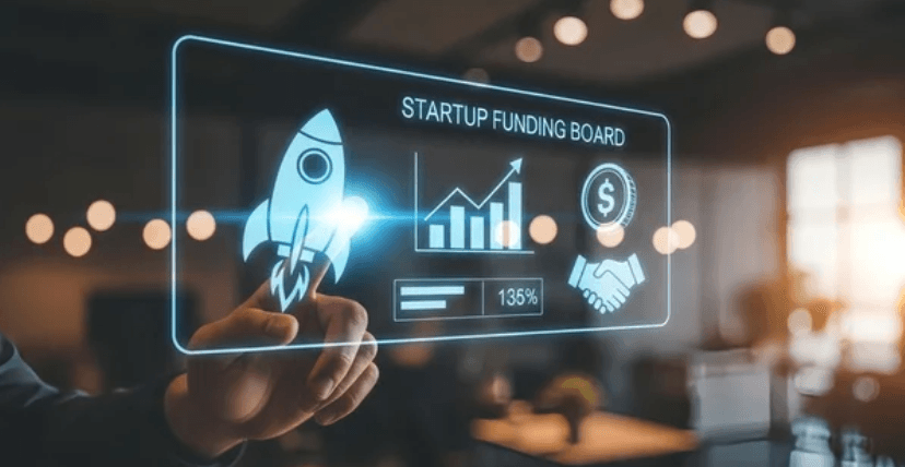 Startup funding board holographic interface